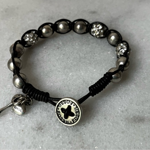 Fossil Brown and Silver Beaded Bracelet - Picture 1 of 7